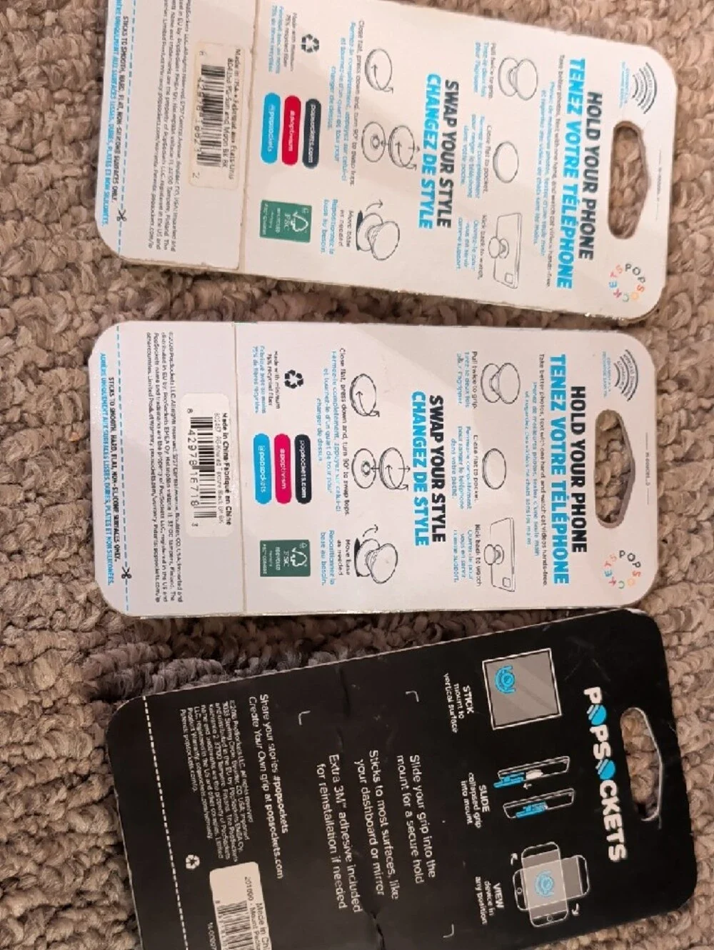 PopSockets Multi-Surface Mount + PopGrip Accessories in Black